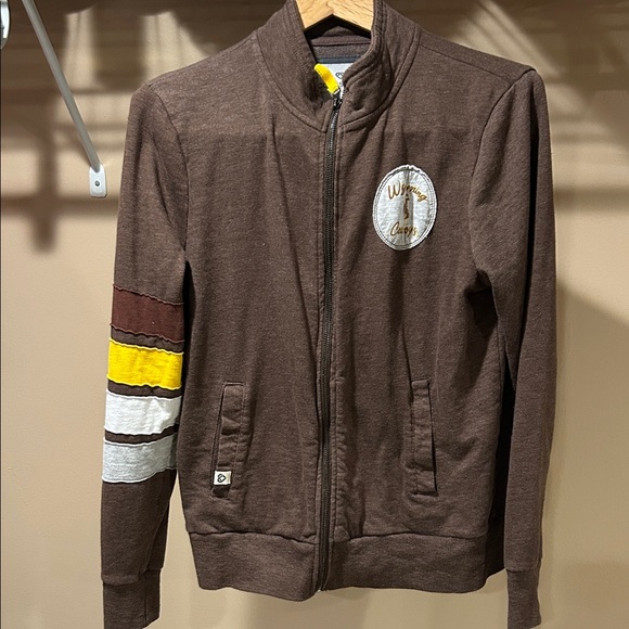 Colosseum Brown Zip-Up Jacket with Striped Sleeve Wyoming cowboys - Picture 1 of 7